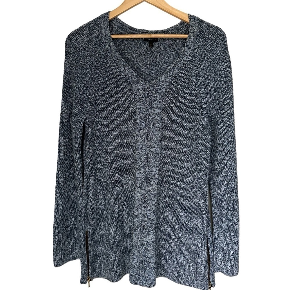 Talbots Health Blue Long Sleeve Sweater, Zipper Sides, Medium